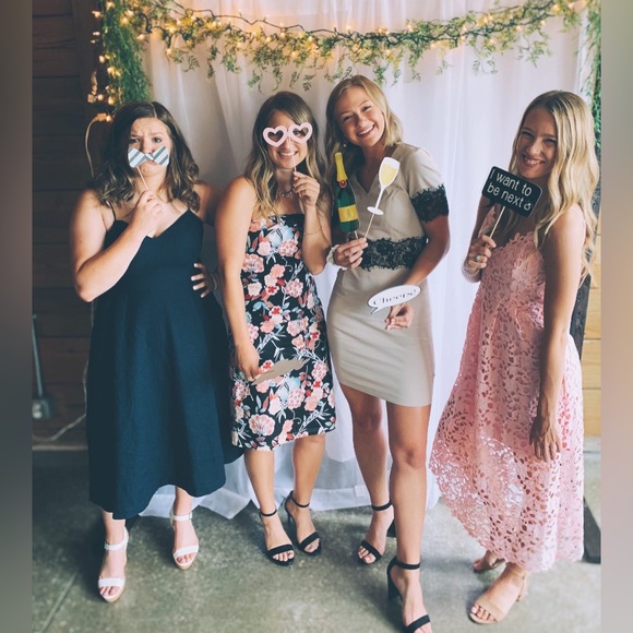 Cream Dress with Black Lace - Picture 3 of 9